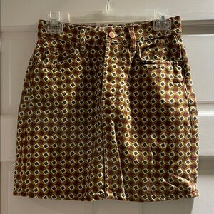 Geometric Patterned Denim Skirt